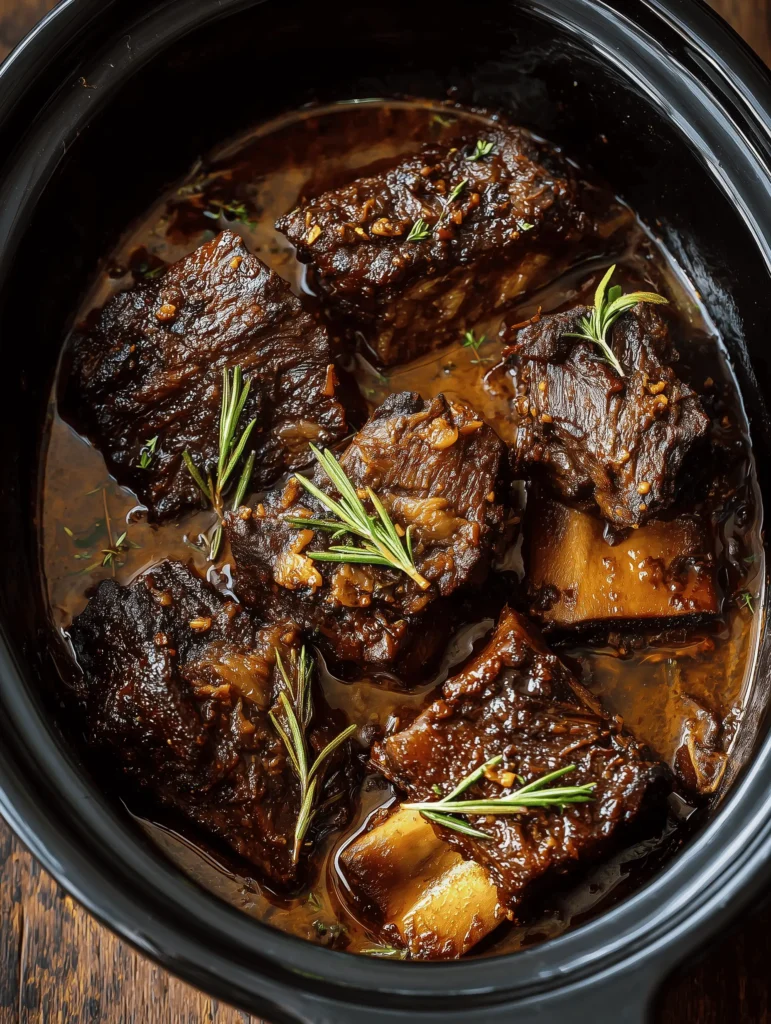Crockpot Beef Short Ribs With Rich Gravy served over mashed potatoes for a comforting meal.