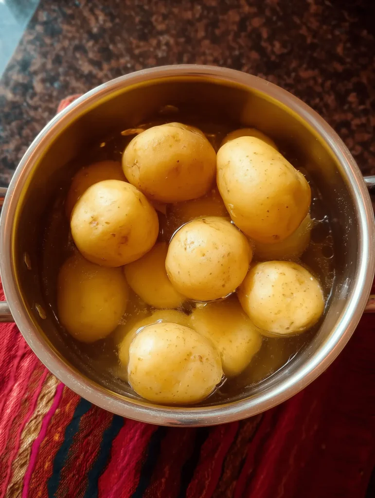 Creamy Southern Potato Salad with eggs, mayo, mustard, and pickles served in a bowl.