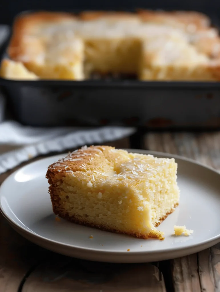 Delicious slice of French Butter Cake with a golden crust and soft interior.