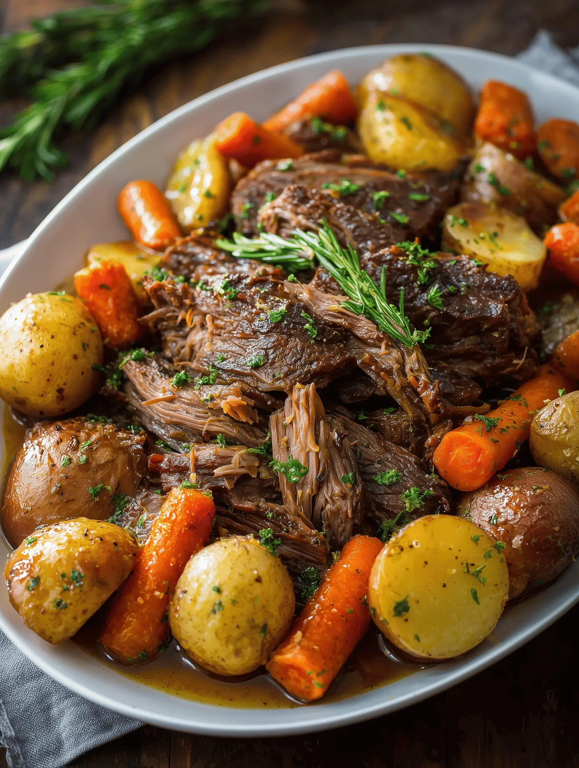 Savory slow cooker pot roast with tender beef and hearty vegetables