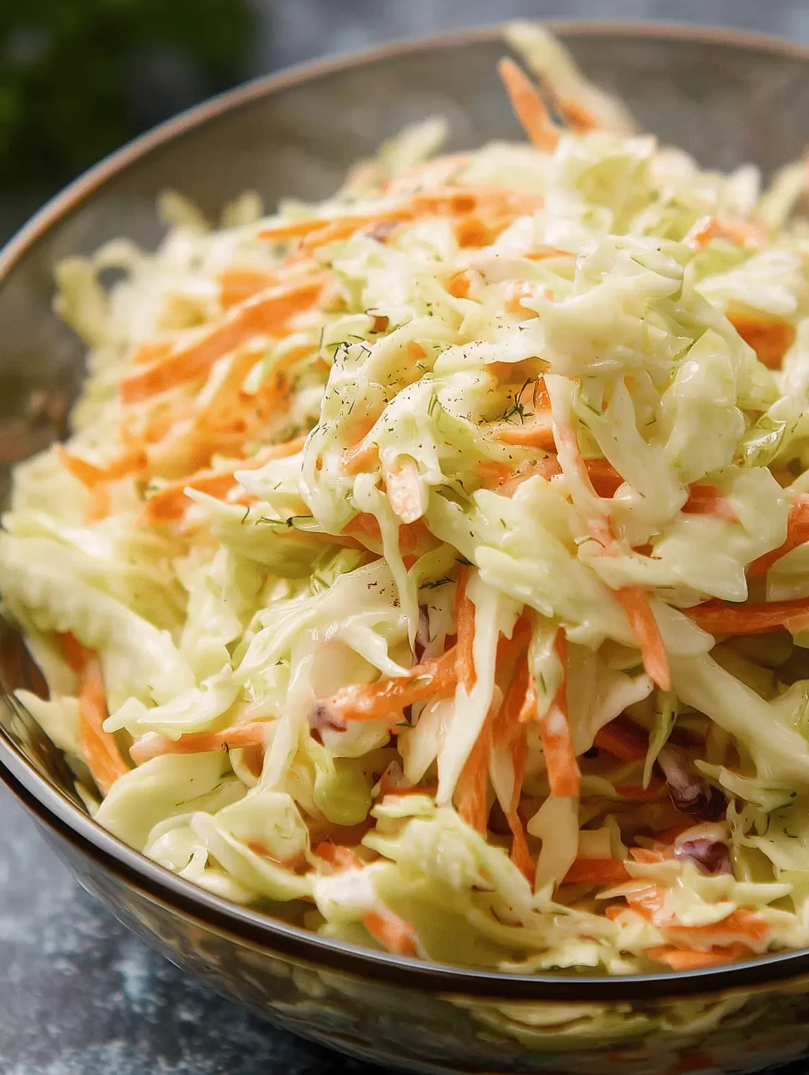 Creamy coleslaw made with shredded cabbage and a zesty dressing