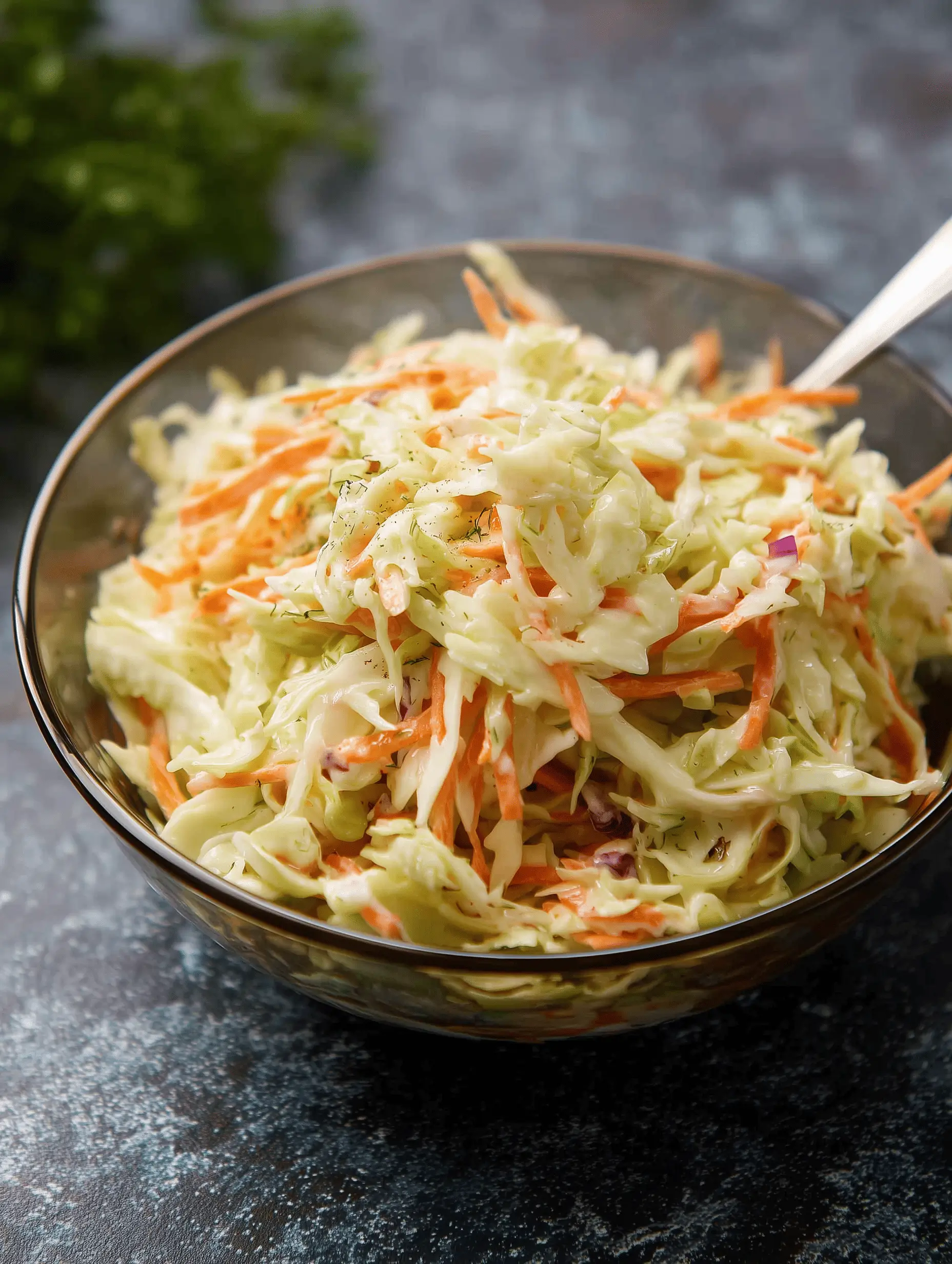 Creamy coleslaw made with shredded cabbage and a zesty dressing