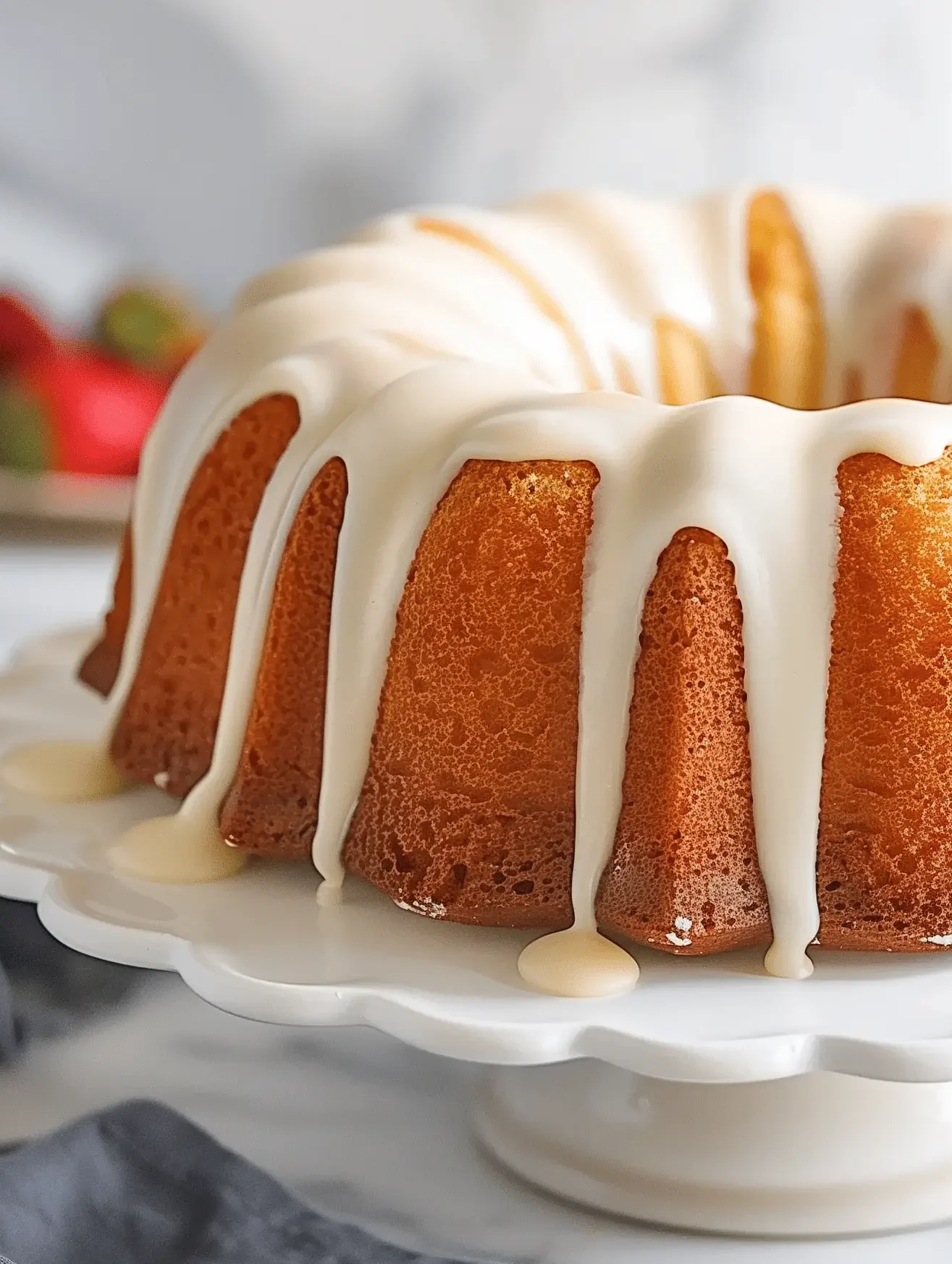 Deliciously moist classic Vanilla Bundt Cake topped with a buttery vanilla glaze.