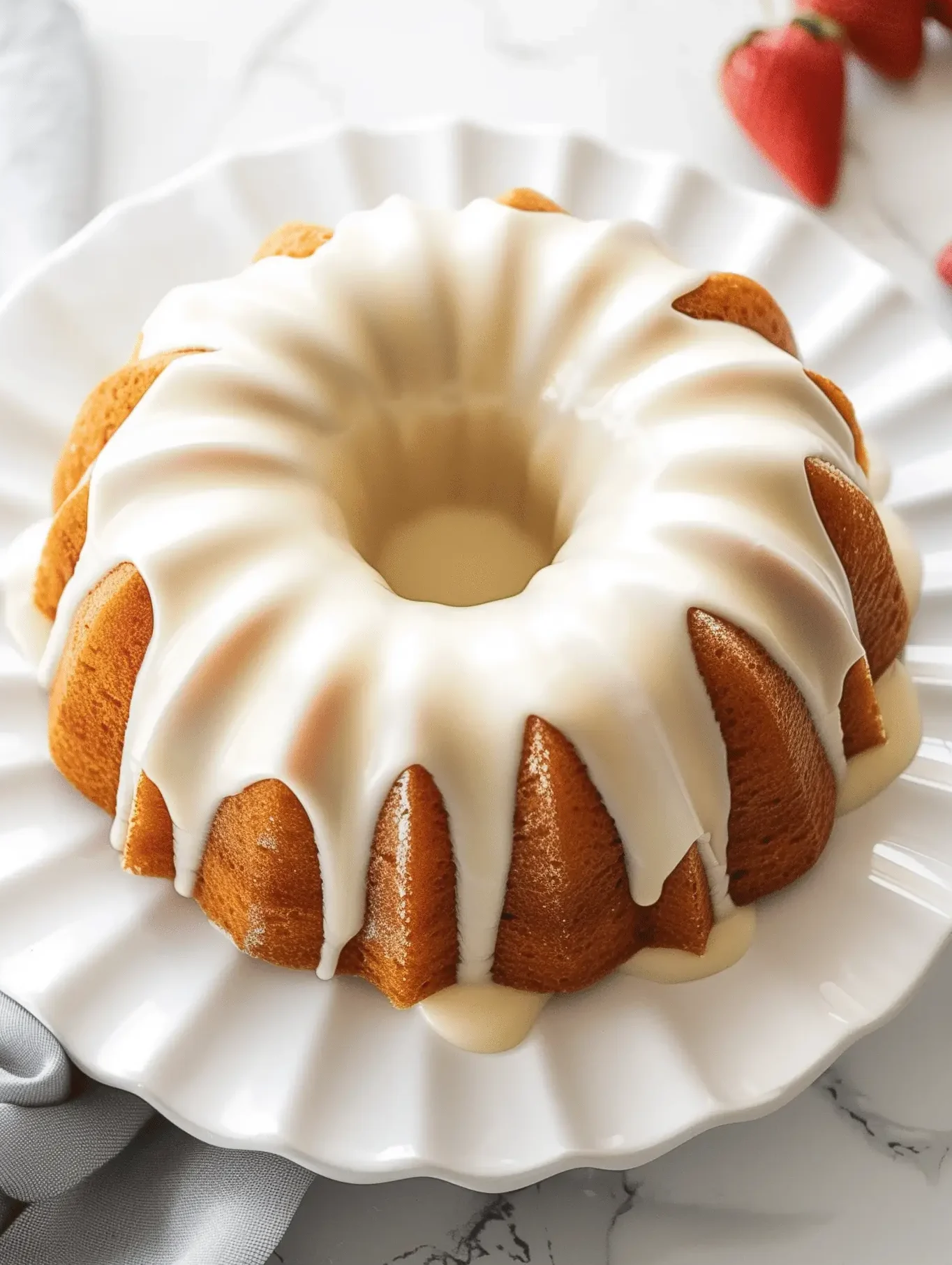 Deliciously moist classic Vanilla Bundt Cake topped with a buttery vanilla glaze.