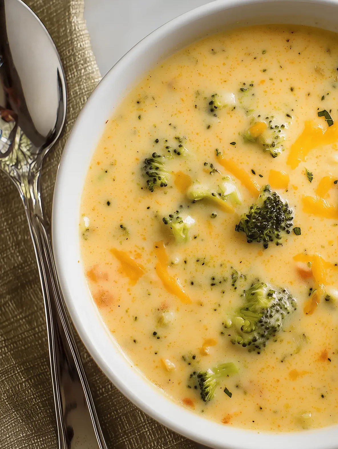 Creamy Cheddar Broccoli Potato Soup with potatoes and broccoli in a thick, cheesy broth.