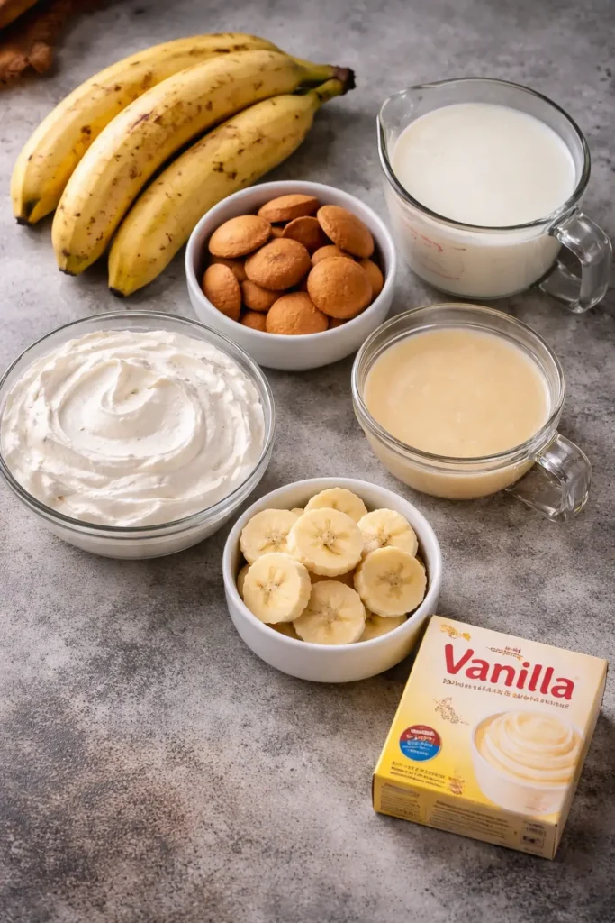Delicious Banana Pudding Cups layered with vanilla wafers, bananas, and creamy pudding.