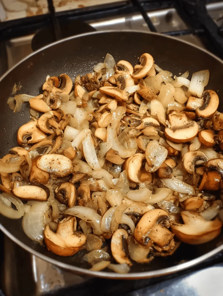Creamy beef stroganoff with tender beef and mushrooms served over egg noodles