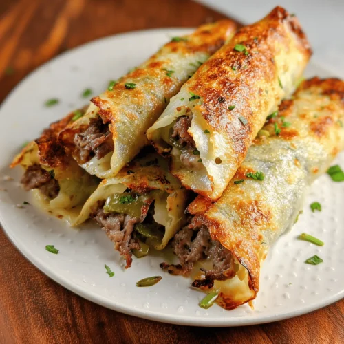 Keto Philly Cheesesteak Roll Ups with cheese, ground beef, and peppers, low-carb snack