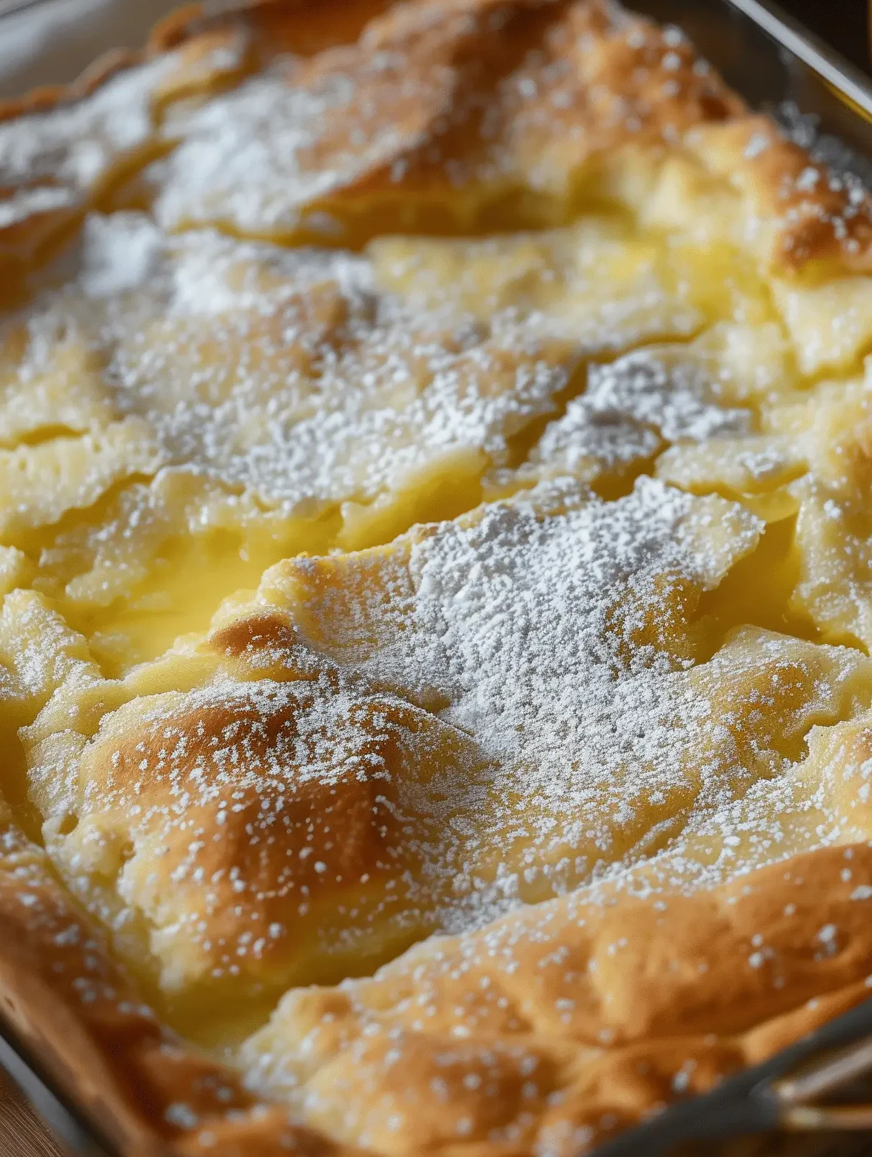 Delicious Lemon Cream Cheese Dump Cake topped with cream cheese and lemon pie filling.