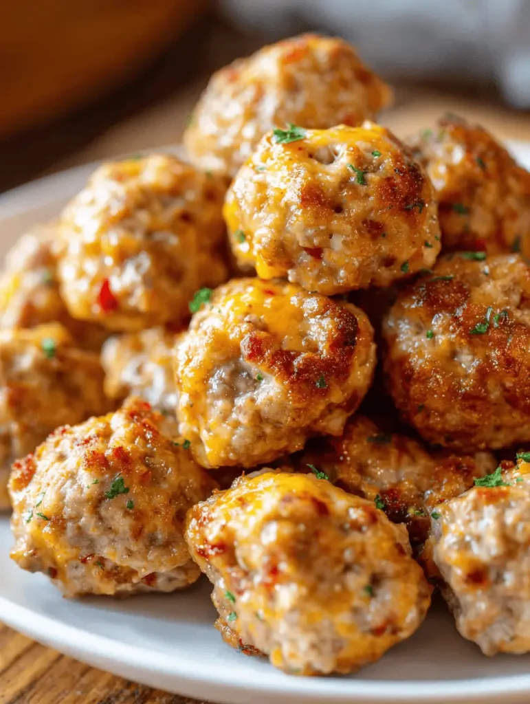 Golden brown Rotel Cream Cheese Sausage Balls served on a platter.