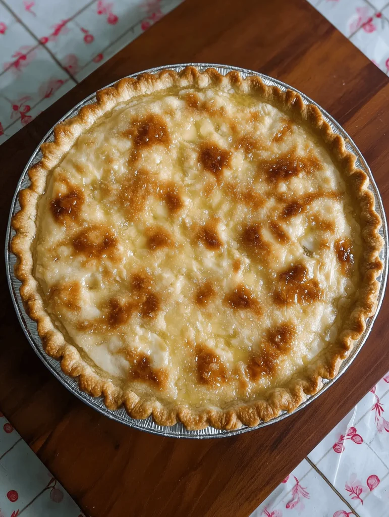 Delicious creamy water pie representing Great Depression era recipe.
