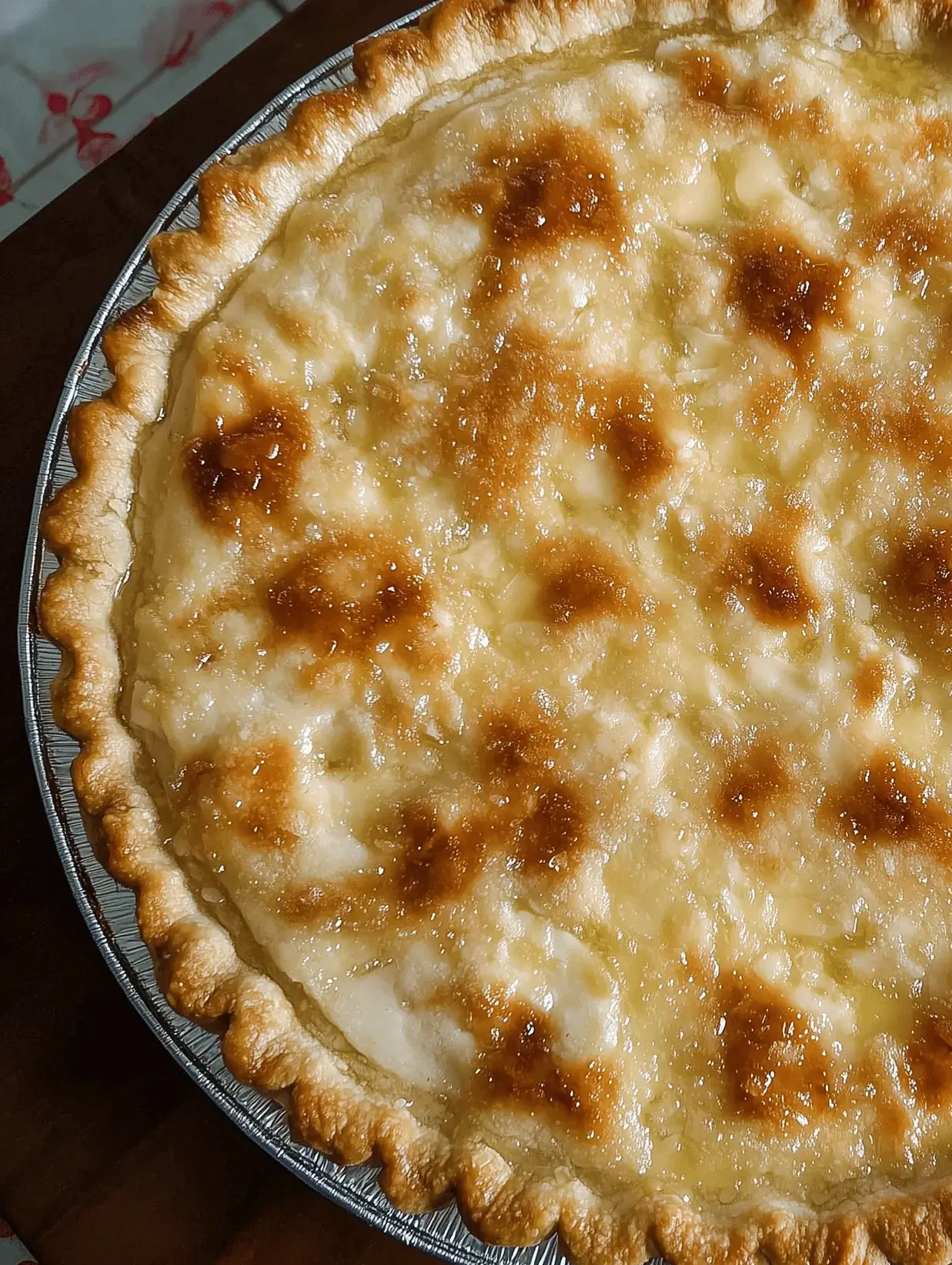 Delicious creamy water pie representing Great Depression era recipe.
