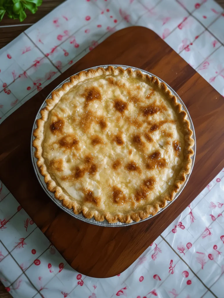 Delicious creamy water pie representing Great Depression era recipe.