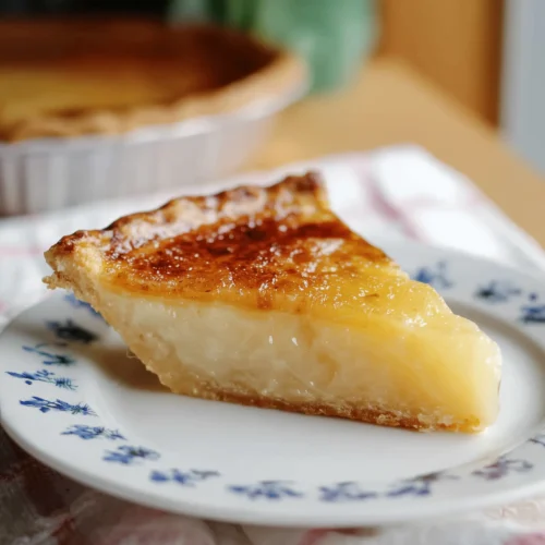 Delicious creamy water pie representing Great Depression era recipe.