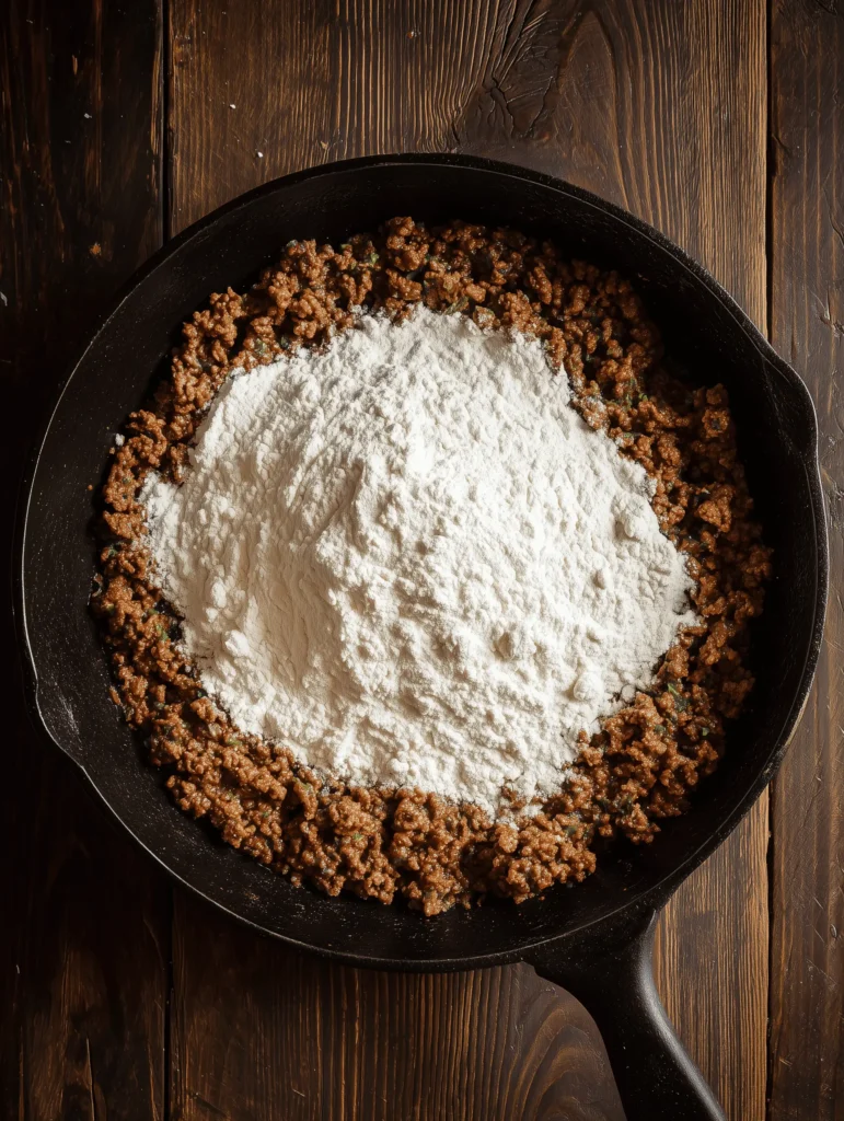 Comforting ground beef and gravy served over creamy mashed potatoes