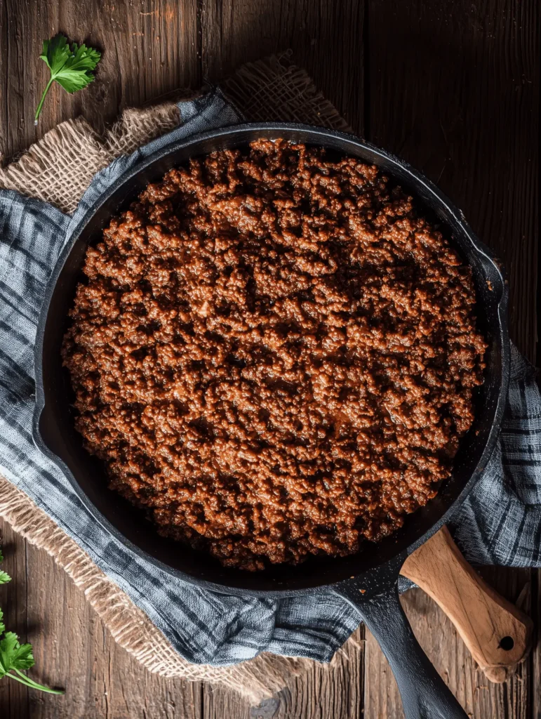 Comforting ground beef and gravy served over creamy mashed potatoes