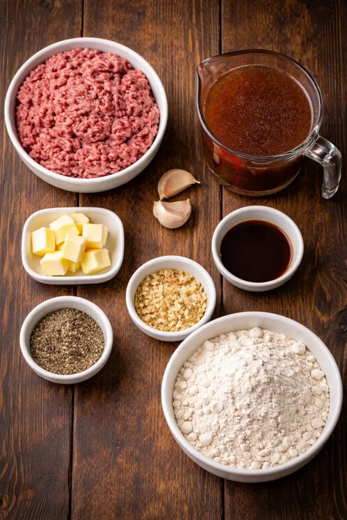 Comforting ground beef and gravy served over creamy mashed potatoes