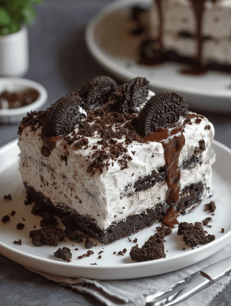 Delicious homemade Oreo Ice Cream Cake with layers of cookies and cream, perfect for summer.