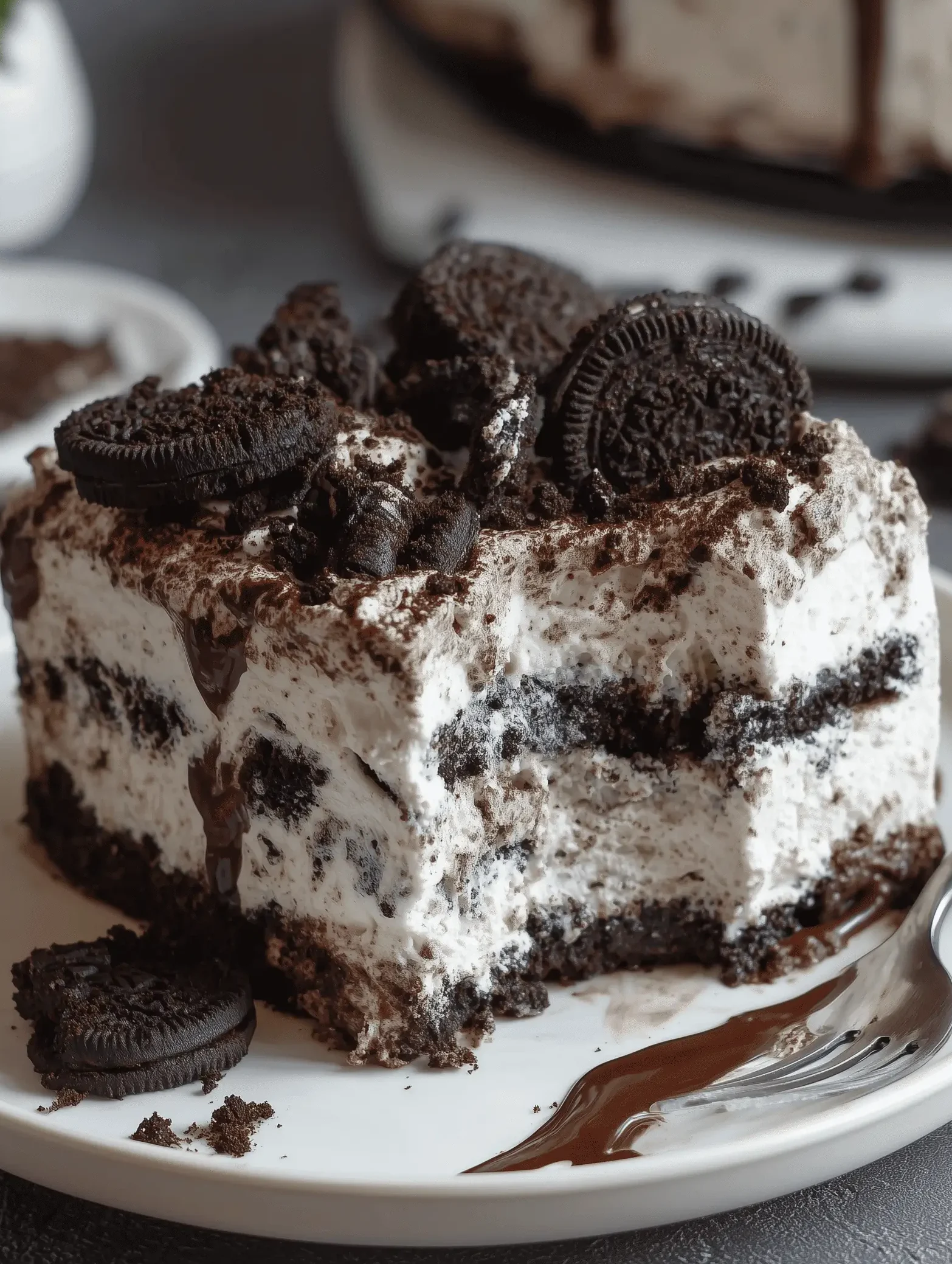 Delicious homemade Oreo Ice Cream Cake with layers of cookies and cream, perfect for summer.