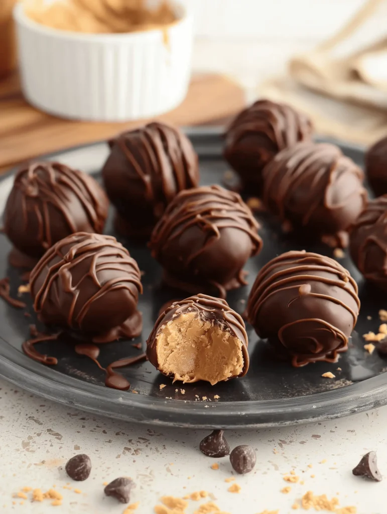 Chocolate Peanut Butter Balls are creamy, rich, and coated in smooth chocolate for the perfect easy no-bake dessert treat.