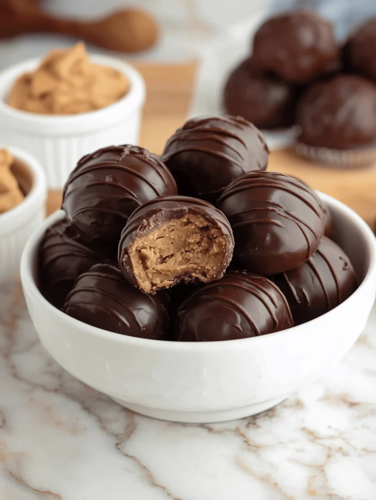 Chocolate Peanut Butter Balls are creamy, rich, and coated in smooth chocolate for the perfect easy no-bake dessert treat.