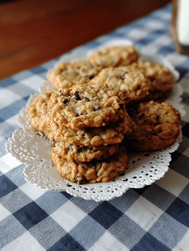 Rice Krispie Chocolate Chip Cookies with soft chewy centers, crispy edges, gooey chocolate chips, and a delicious crunchy texture in every bite.