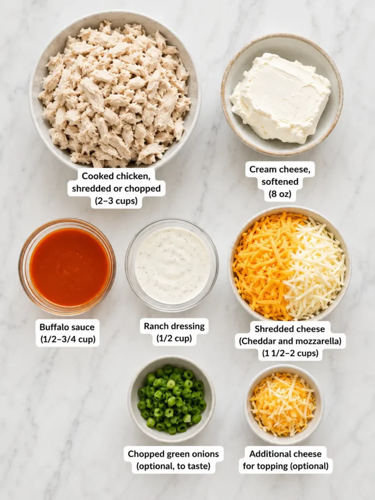Delicious and creamy Buffalo Chicken Dip served in a bowl with tortilla chips.