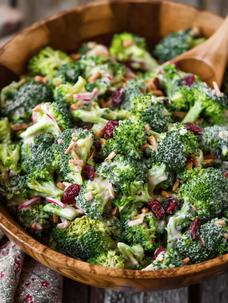Delicious and Classic Broccoli Salad Recipe with Creamy Dressing, sunflower seeds, and a creamy dressing.