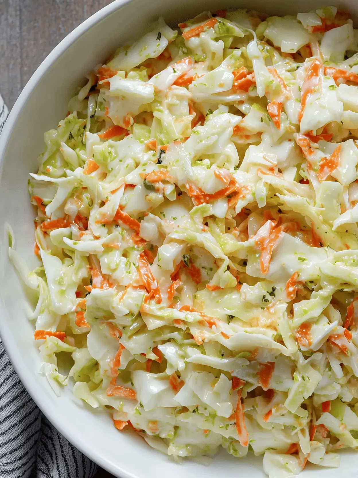 Bowl of homemade Copycat KFC Coleslaw with shredded cabbage and carrots