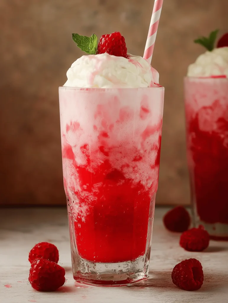 Refreshing glass of Italian Cream Soda with flavored syrup and whipped cream.
