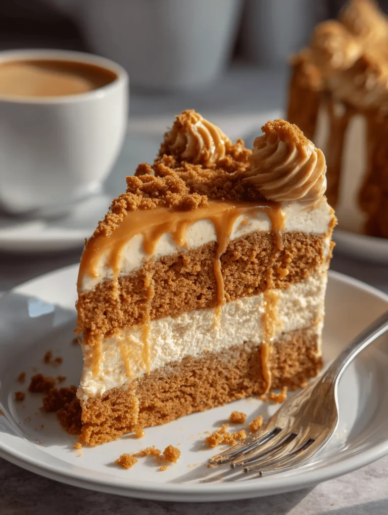 Moist Biscoff cake with cookie butter frosting and streusel topping
