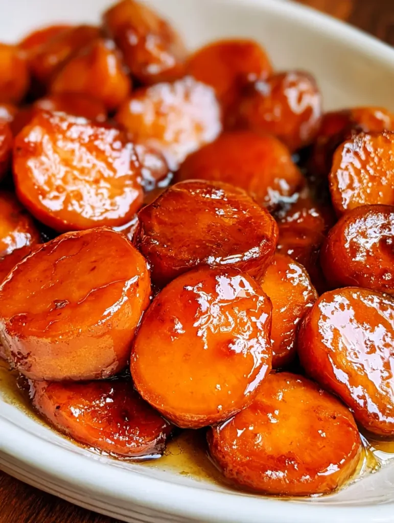 Delicious candied sweet potatoes baked in a rich, buttery glaze and spiced with brown sugar.
