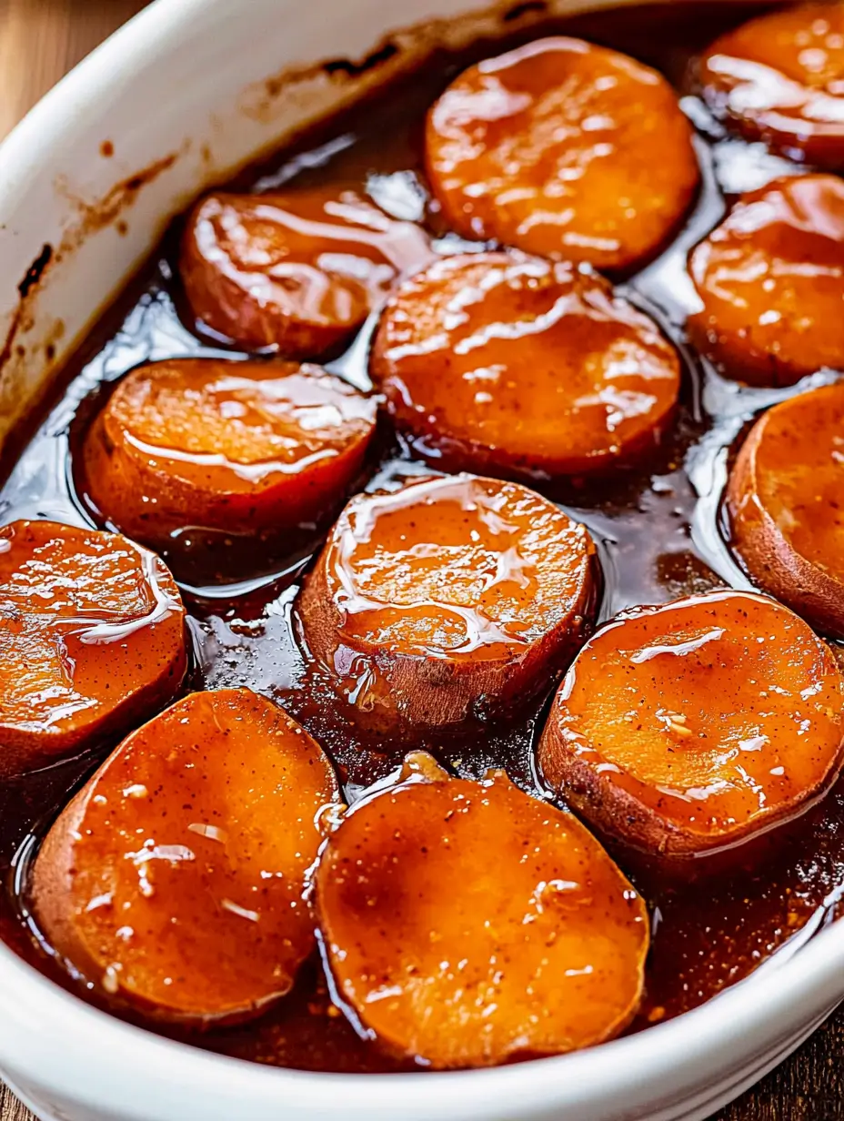 Delicious candied sweet potatoes baked in a rich, buttery glaze and spiced with brown sugar.